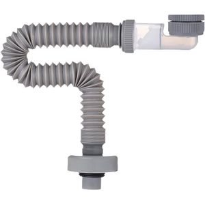 1 1/4 inch flexibele buissifon met geursluiting voor keukenspoelbak, vaatwasser en wasmachine (grijs)