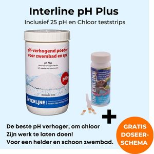 Interline pH plus 1kg - Inclusief 25 chloor en pH teststrips - pH plus voor zwembad - Verhogen pH waarde - Inclusief gratis doseerschema
