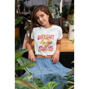 Shirt - Bright smile - Wurban Wear | Grappig shirt | Leuk cadeau | Unisex tshirt | Mindfulness | Positiviteit | Spiritualiteit | Manifesteren | Universum | Wit
