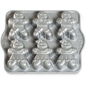 Bakvorm ""Gingerbread Kids Cakelet Pan"" - Nordic Ware | Sparkling Silver Holiday