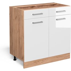 Vicco R-Line Keuken Keukenonderkast – 80 cm , WB Antraciet Wit Hoogglans , WB Antraciet