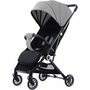 Rustive Kinderwagen - Kwalitatieve Buggy - Draagbaar - Schok Absoberend - Zit & Ligfunctie - Baby's van 0 tot 4 Jaar - Grijs