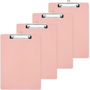 Inovra ® Klembord/schrijfbord/clipboard, A4-4 stuks, klembord met robuuste clip en gat om op te hangen (roze)