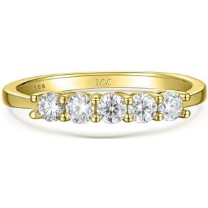 Quintella - 18k Geelgouden 5 Stenen Moissanite Jubileumring