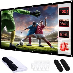 Outdoor Projection Screen 120 Inch HD Projector Canvas Portable Foldable Screen with Hook and Rope for Home School Meetings Camping Home Cinema