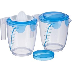 Blauwe maatbekers - 1 liter - CCM-deksel - citruspers - Oostenrijkse kwaliteit