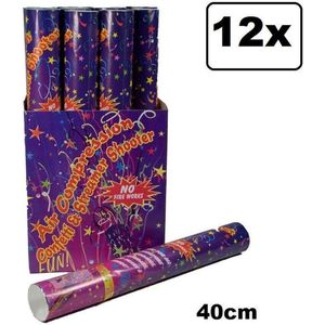 12x Partyshooter multi 40 cm  papieren snippers- carnaval party confetti shooter streamers thema feest jubileum huwelijk geslaagd house warming optocht