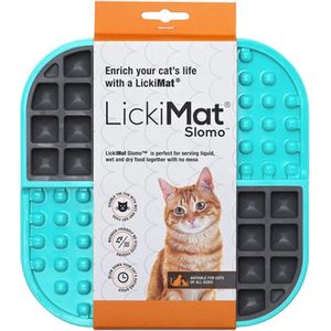 LickiMat - Slomo Turquoise - 20 cm - likmat - anti schrokbak kat - slowfeeder kat - kattenspeeltjes - kattenmand - kattenbak - krabpaal - krabpaal voor katten - kattenspeelgoed -
