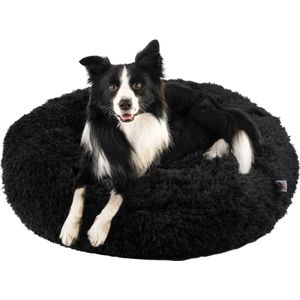 Pet Perfect Donut Hondenmand - 80cm - Fluffy Hondenkussen - Hondenbed - Zwart