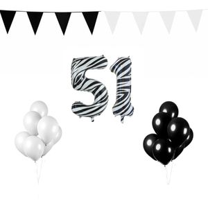 51 jaar Verjaardag Versiering Pakket Zebra
