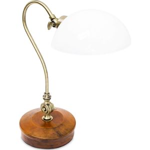 Relaxdays tafellamp Jugendstil - nachtlampje - verstelbaar - houten voet - leeslampje