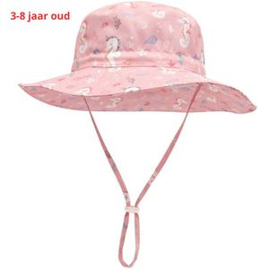 Livano Zonnehoed - Reishoed - UV Beschermende Hoed - Bucket Hat - Festival - Pet - Hoedje Voor Kinderen - Hoofdbescherming - Roze Paard - 3-8 Jaar