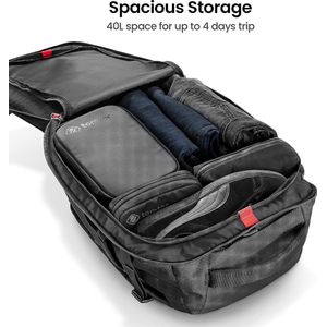 Reisrugzak van 40 liter, TSA-vriendelijke vluchtgoedgekeurde handbagage, handbagage, waterbestendige lichtgewicht zakelijke rugzak, duurzame grote weekendtas, geschikt voor laptops van 17,3 inch