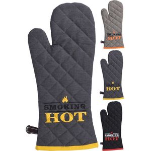 SET VAN TWEE- Ovenhandschoen Excellent Houseware Smoking Hot Katoen BBQ handschoenen (18 x 43 cm)
