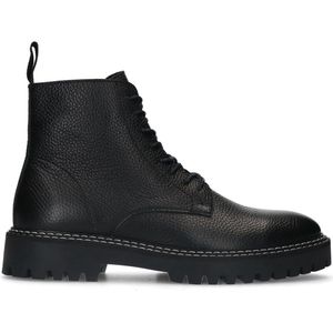 Sacha - Heren - Zwarte leren veterboots - Maat 46