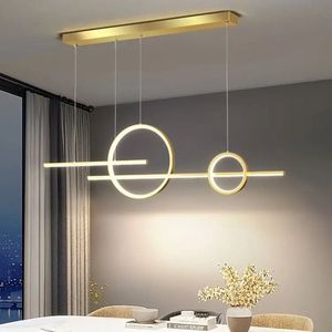 Moderne Luxe Hanglamp - Lineaire Kroonluchter - Goud - Verstelbaar - 3 Kleuren - 120 cm - Woonkamerlamp - Kroonluchter - Eetkamer Lamp