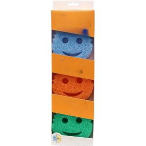 Afwasspons Set – Temperatuurgevoelige Keukensponzen Met Smiley Design – Krasvrije Reinigingsspons Voor Pannen & Servies – Vaatwasmachinebestendig & Geurwerend (3-Pack)