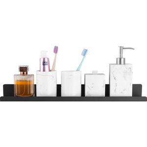 Cgoods Wandrek zonder boren 30CM - Badkamerrek - Keukenrek - Wandrekje - wandplank - hangend - zwevend - Badkamer Accessoires - Zwart