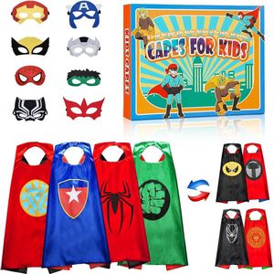 Superhelden Verkleedkleren Cape Jongen, Kinderen Kostuum Set met 4 Dubbelzijdig Capes en 8 Maskers