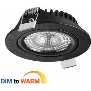 Ledmatters - Inbouwspot Zwart - Dimbaar - 5 watt - 300 Lumen - 1800-2700 Kelvin - Dim to Warm - IP44 Badkamerverlichting