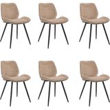 Bronx71® Velvet eetkamerstoel Toby taupe - Eetkamerstoelen set van 6