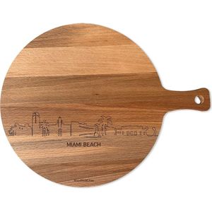 Skyline Serveerplank Rond Miami Beach - Hapjesplank - Serveerplank - Tapas - Hapjes - Serveren - 29cm - Hapjesplank - Serveerplank - Tapas - Hapjes - Serveren - WoodWideCities