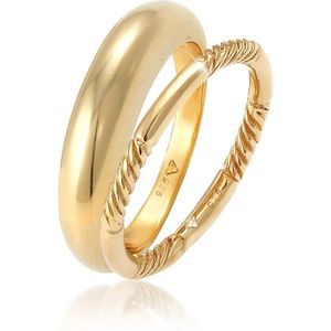 Elli Dames Ring Dames Band Ring Set Twisted Basic Trend in 925 Sterling Zilver Goud Geplaatst