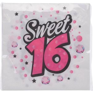 Sweet 16 Servetten - 33 x 33 cm - Roze - Party - Feest - Verjaardag - Jarig - 16 Servetten