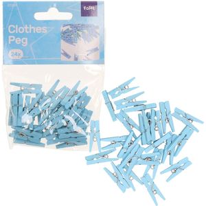 Mini knijpers blauw - 48x - Geboorte jongen - 2,5 cm - Kaartjes ophangen knijpertjes