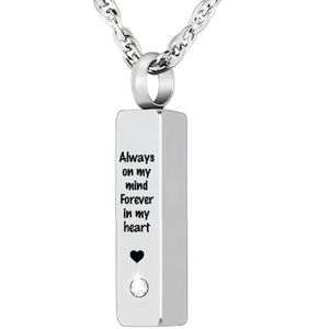 Luxe Ashanger | Met Ketting En Gravering | Always On My Mind Forever In My Heart | Assieraad | Zilver | As Ketting | Gedenksieraad | Urn | Incl. As vuller