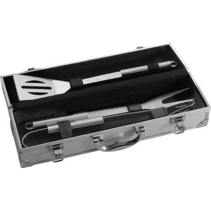 Bbq Accessoires set - 3 Delig - in Luxe Aluminium Koffer - Barbecue gereedschap - bbq Gerei