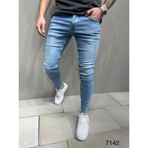 Mannen Stretchy Skinny Jeans Hole Slim Fit Denim Hoge Kwaliteit Jeans - W38