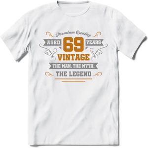 69 Jaar Legend T-Shirt | Goud - Zilver | Grappig Verjaardag Cadeau | Dames - Heren | - Wit - S