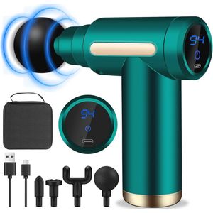 Mini Massagepistool voor Spieren - Ultra Stil, 6 Snelheden, 4 Massagekoppen - Draagbare Spierverlichter met LCD-Scherm