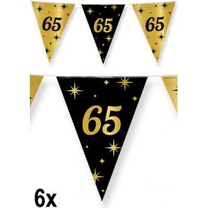 6x Luxe Vlaggenlijn 65 zwart/goud 10 meter - Classy - Dubbelzijdig bedrukt - Abraham Sarah festival thema feest party
