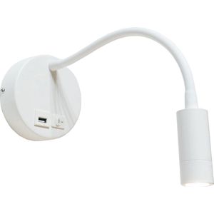 Wandlamp Flex USB Wit  - LED 3W 3000K 330lm - USB - FLEX - IP20 > wandlamp binnen wit | wandlamp wit | leeslamp wit | bedlamp wit | flex lamp wit | led lamp wit | usb lamp wit | usb aansluiting lamp wit