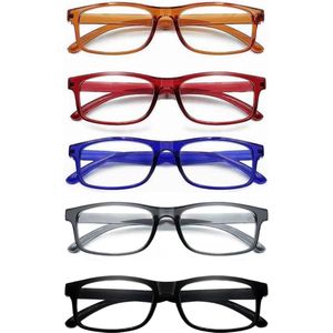 XYZ Eyewear Set van 5 Leesbrillen +3.00 - Dames - Heren - Leesbrillen - Trendy - Lees bril - Leesbril met sterkte - Voordeel - Met sterkte +3.00
