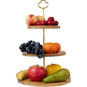 Nimma® Etagere - 3 Laags Serveertoren - Taartplateau voor High Tea - Fruitschaal - Bamboe Hout