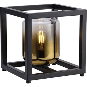 Moderne glazen tafellamp Dentro | goud / zwart / transparant | glas / metaal | Ø 15 cm | 25 x 25 cm | dressoir lamp / bijzettafel lamp | modern design | snoer met handschakelaar