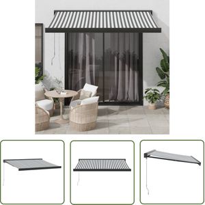 The Living Store Luifel uittrekbaar 3x2,5 m stof en aluminium antraciet en wit - Tuinluifel - Overkapping - Parasol - Buitenzonwering - Veranda