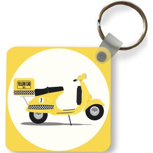Sleutelhanger - Uitdeelcadeautjes - Illustratie van een Vespa als taxi - Plastic