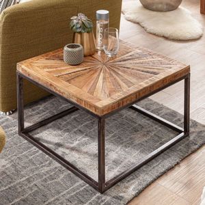 Industriële Salontafel - Mangohout - Salontafel - Bijzettafel - Salontafels - 55 x 55 cm