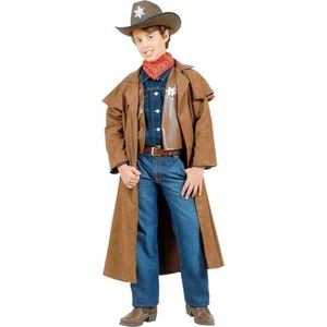 Widmann - Cowboy & Cowgirl Kostuum - Cowboy Jongen, Suede Long John Kostuum - bruin - Maat 158 - Carnavalskleding - Verkleedkleding