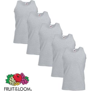 Fruit of the Loom 5x Value Weight Tanktop Katoen Grijs M