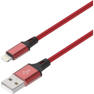 Lightning kabel geschikt voor Apple iPhone en iPad 1 meter | Gevlochten Datakabel Oplaadkabel | USB-A naar Lightning | Fastcharger Quickcharge Snelladen - Rood LB111