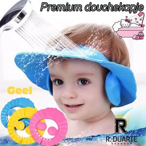 Douche Muts / Kapje / Cap Geel. Baby - Dreumes - Peuter. Met oorbescherming-Douchekapje peuter & baby - Douche Shower Cap Douche Kap Baby Kinderen Kind Douche kap