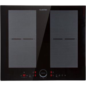 Klarstein Delicatessa 60 - Inductiekookplaat Inbouw - 4 Zones: 7000 W (2 X 2000 W / 2 X 1500 W) - 9 Vermogensstanden Met Thermoboost - Kookplaat: 60 X 52 Cm - Glaskeramisch Oppervlak - EcoTherman Controle - Flexzone - Elegant - Zwart