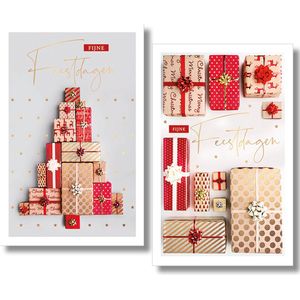 MGPcards - 2 doosjes à 10 Luxe dubbele wenskaarten - Kerst/Nieuwjaar - Foliebewerking - Witte envelop - 10.5 x 16 cm - 2 Motieven per doosje
