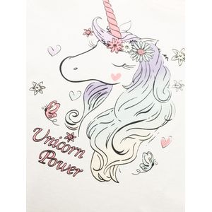 Name it T-shirt ecru unicorn UV print - Maat 110