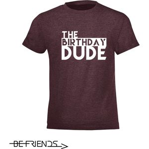Be Friends T-Shirt - Birthday dude - Heren - Bordeaux - Maat L